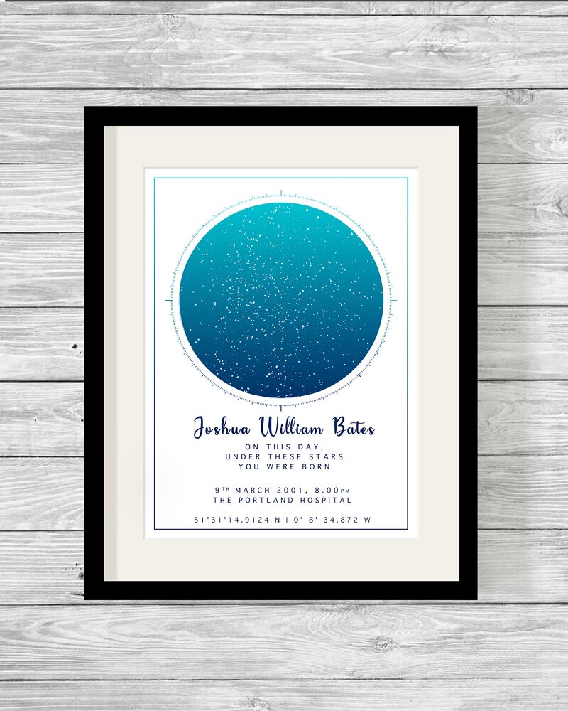 Personalised Night Sky Star Map Day You Were Born Print