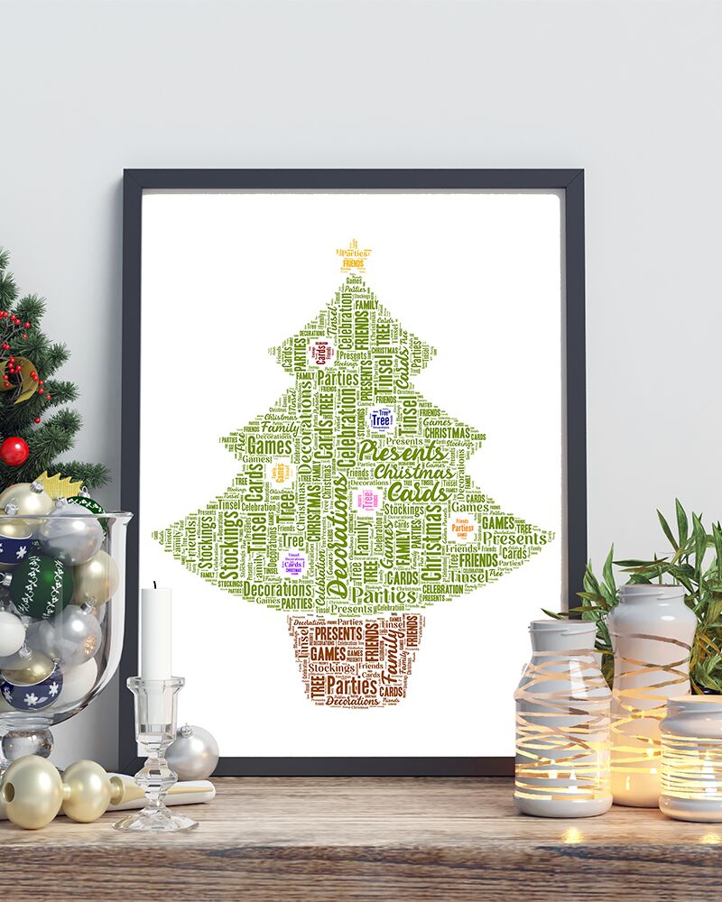 Personalised Christmas Tree Word Art Picture Print